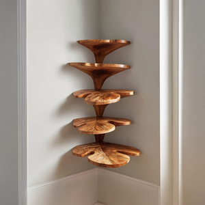 Rustic Leaf Corner Shelf Living Room Wall Decor Display