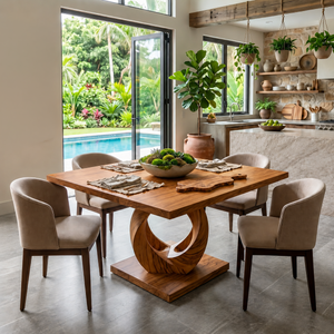 Tropical Square Dining Set For Poolside Kitchen