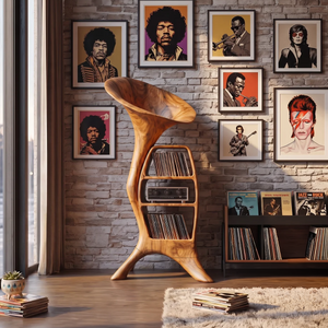 Handcrafted Wood Record Player Stand For Entryway