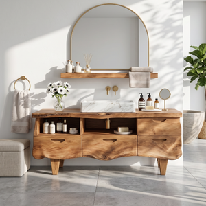 Farmhouse Wooden Vanity For Bathroom Interior Design