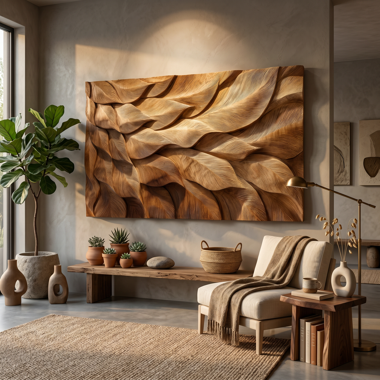 Organic Wall Art With Layered Texture For Living Room