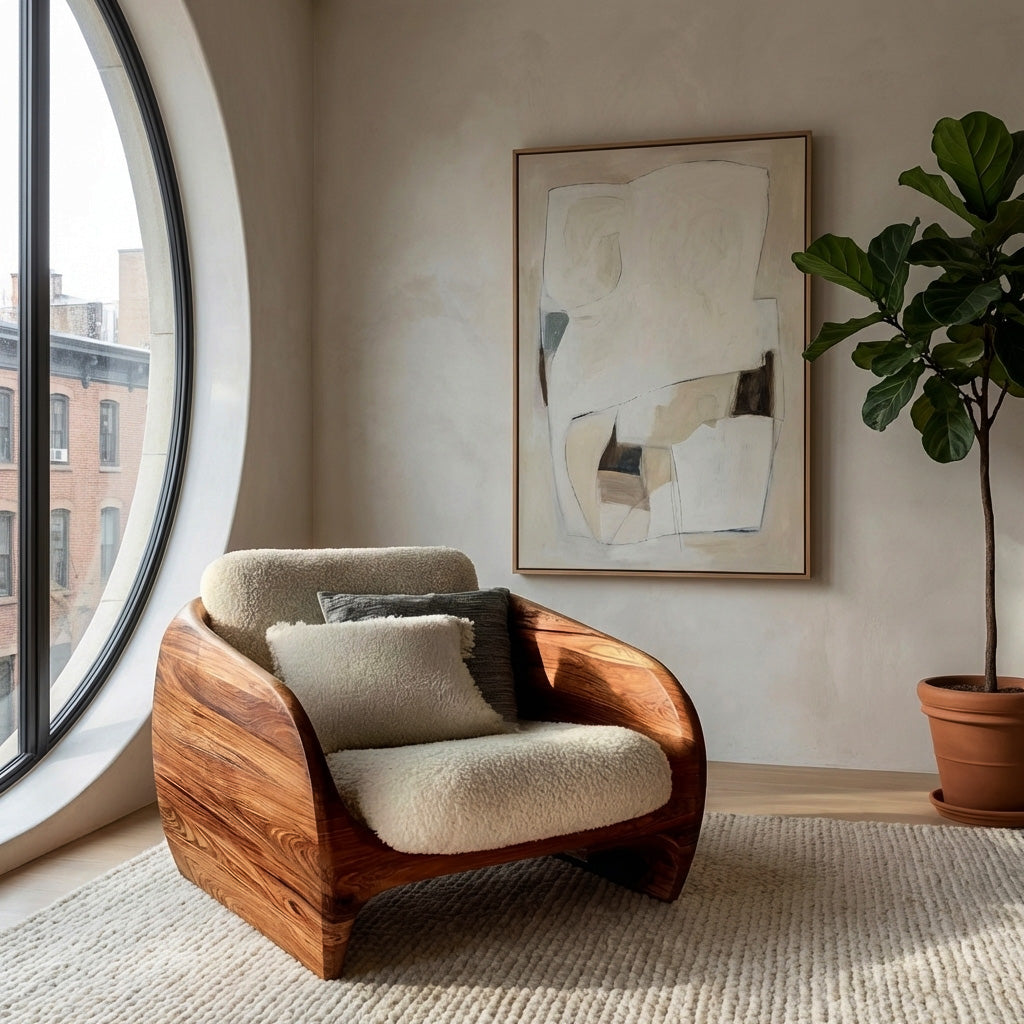 Modern Organic Natural Wood Chair For Cozy Living Room