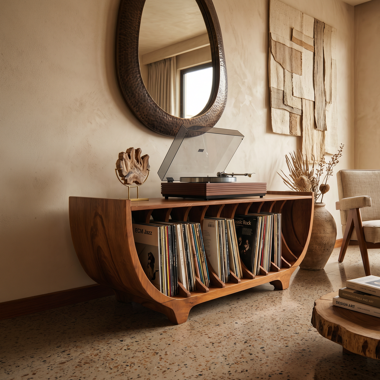 Contemporary Vinyl Storage Stand For Apartment Interior Space