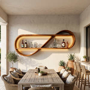 Scandinavian Open Shelf Wine Rack For Apartment Interior