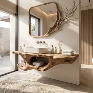 Organic Live Edge Floating Vanity Spa Retreat