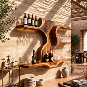 Modern Open Shelf Wine Rack For Entertaining Area