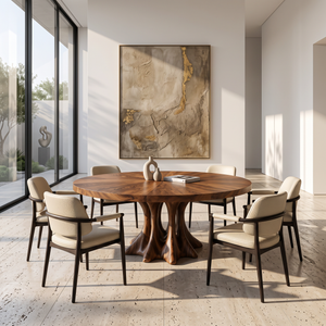 Modern Round Dining Table Multi Column Pedestal For Designer Dining