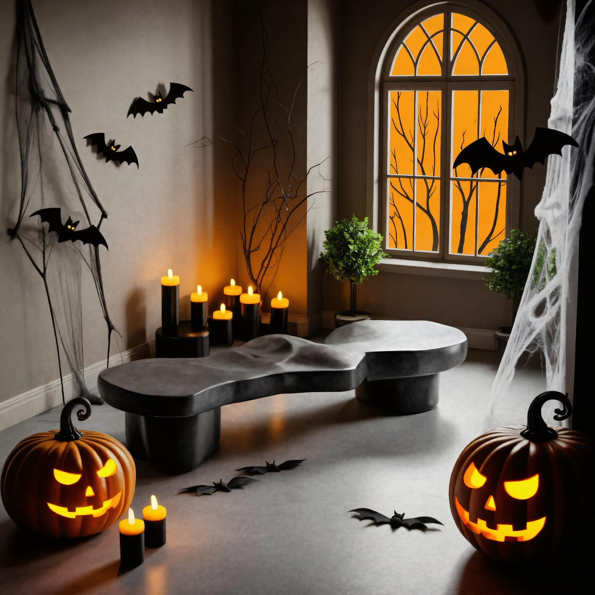 Modern Halloween Sculptural Bench For Living Room Or Entryway