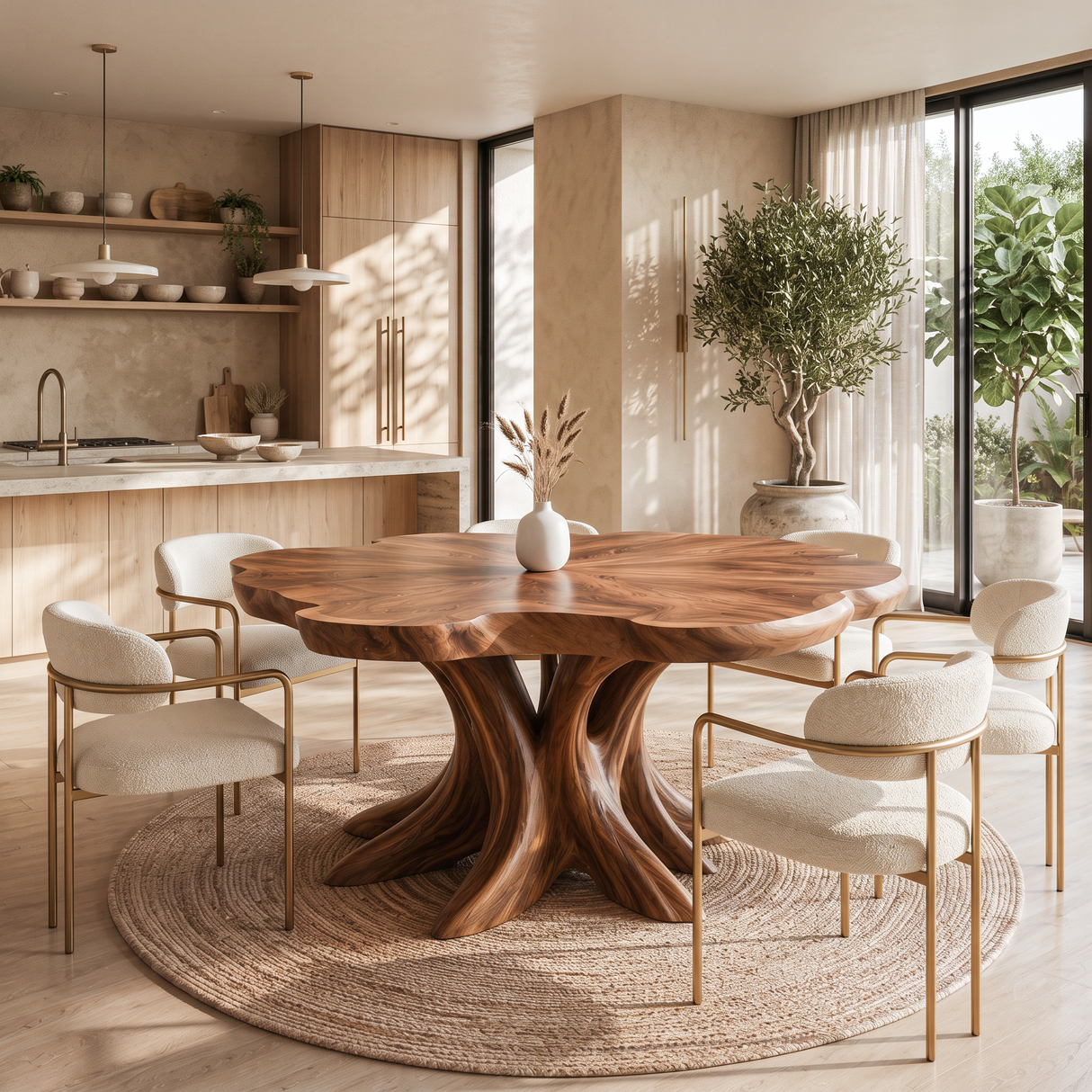 Scandinavian Wooden Dining Table For Open Concept Dining Room