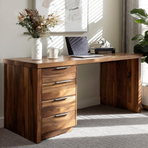 Minimalist Office Desk With Storage Drawers For Home Study