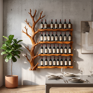 Handcrafted Japandi Wine Glass Holder For Kitchen Wall