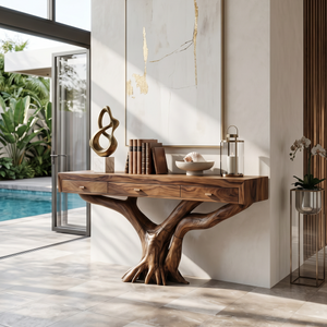 Handcrafted Solid Wood Dressing Table For Living Room Unique Style