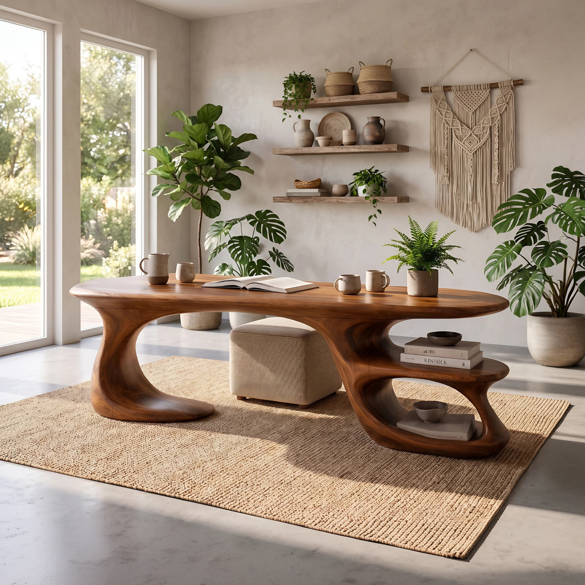 Modern Curved Shelf Desk Home Office Apartment