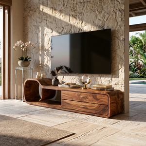 Sculptural Wooden TV Cabinet Organic Modern Design