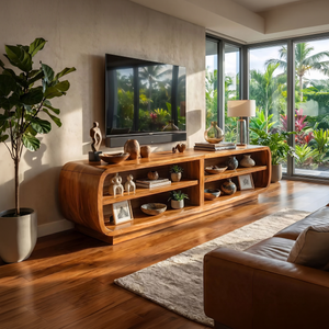 Mid Century Sculpted TV Cabinet For Living Room