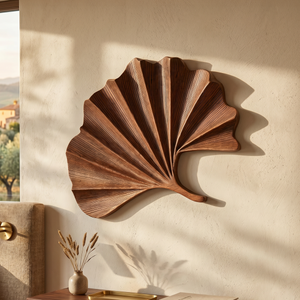 Mid Century Fan Leaf Wall Shelf For Lounge Area