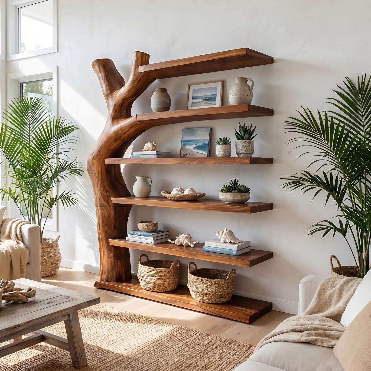 Mid Century Decorative Bookcase Display Organizer For Living Room