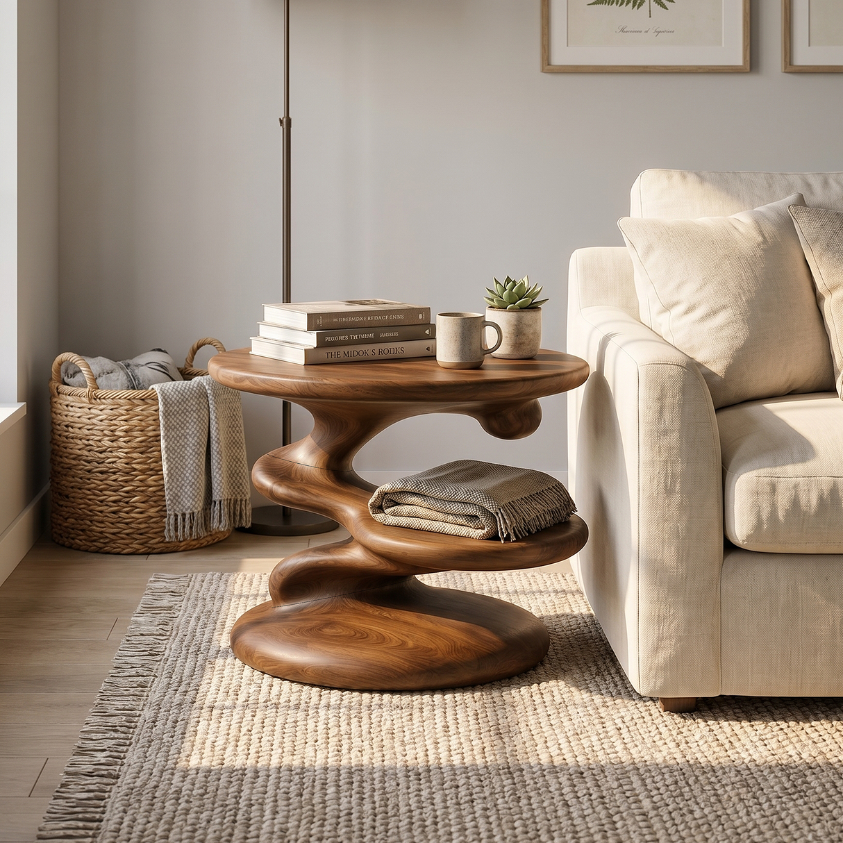 Minimalist Open Shelf Side Table Cozy Living Room