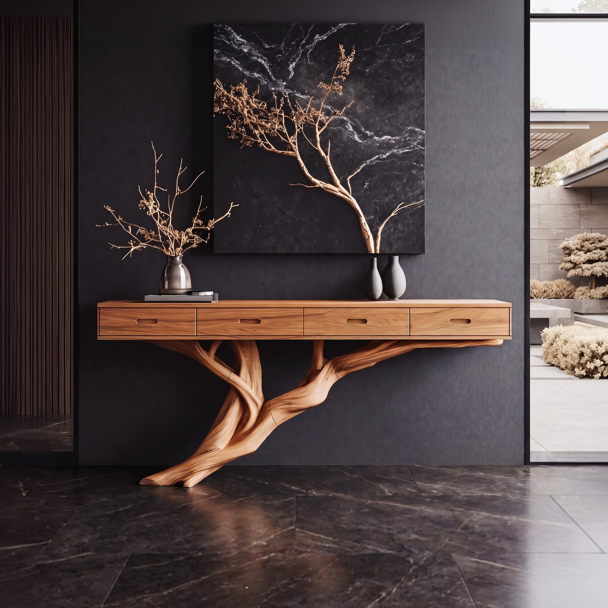 Mid Century Wooden Console Table For Living Room Contemporary Accent