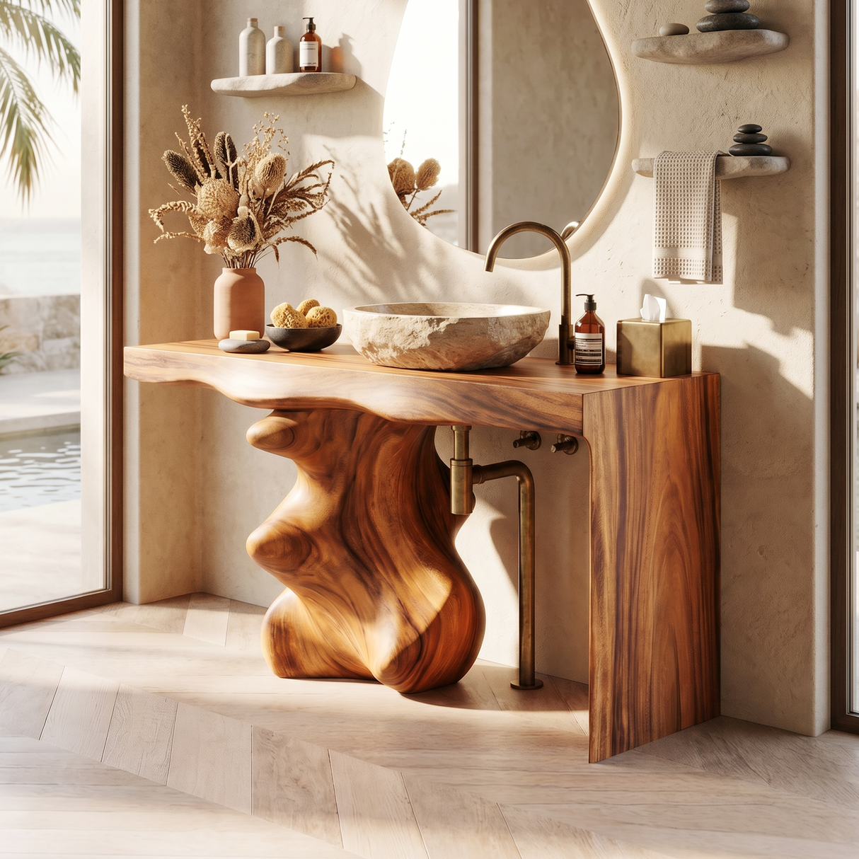 Mid Century Vanity For Organic Bathroom Interiors