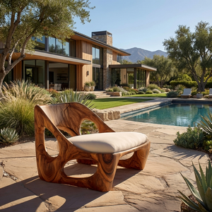 Organic Natural Wood Accent Chair For Living Room