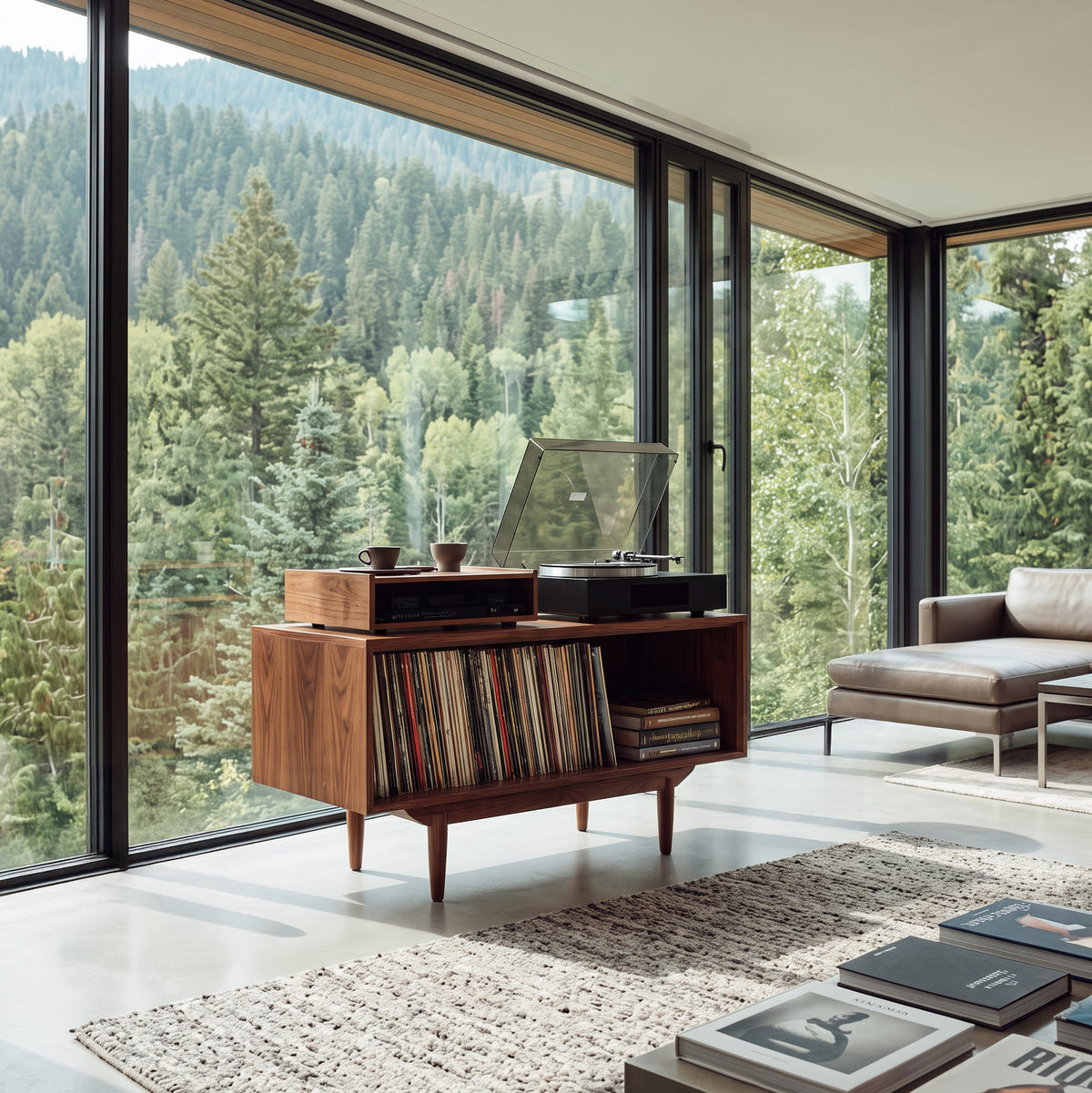 Scandinavian Wooden Record Player Cabinet For Living Room