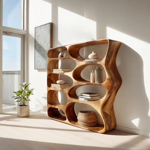 Minimalist Modern Curved Bookshelf Home Office Storage