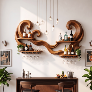 Scandinavian Wall Wine Rack For Dining Area