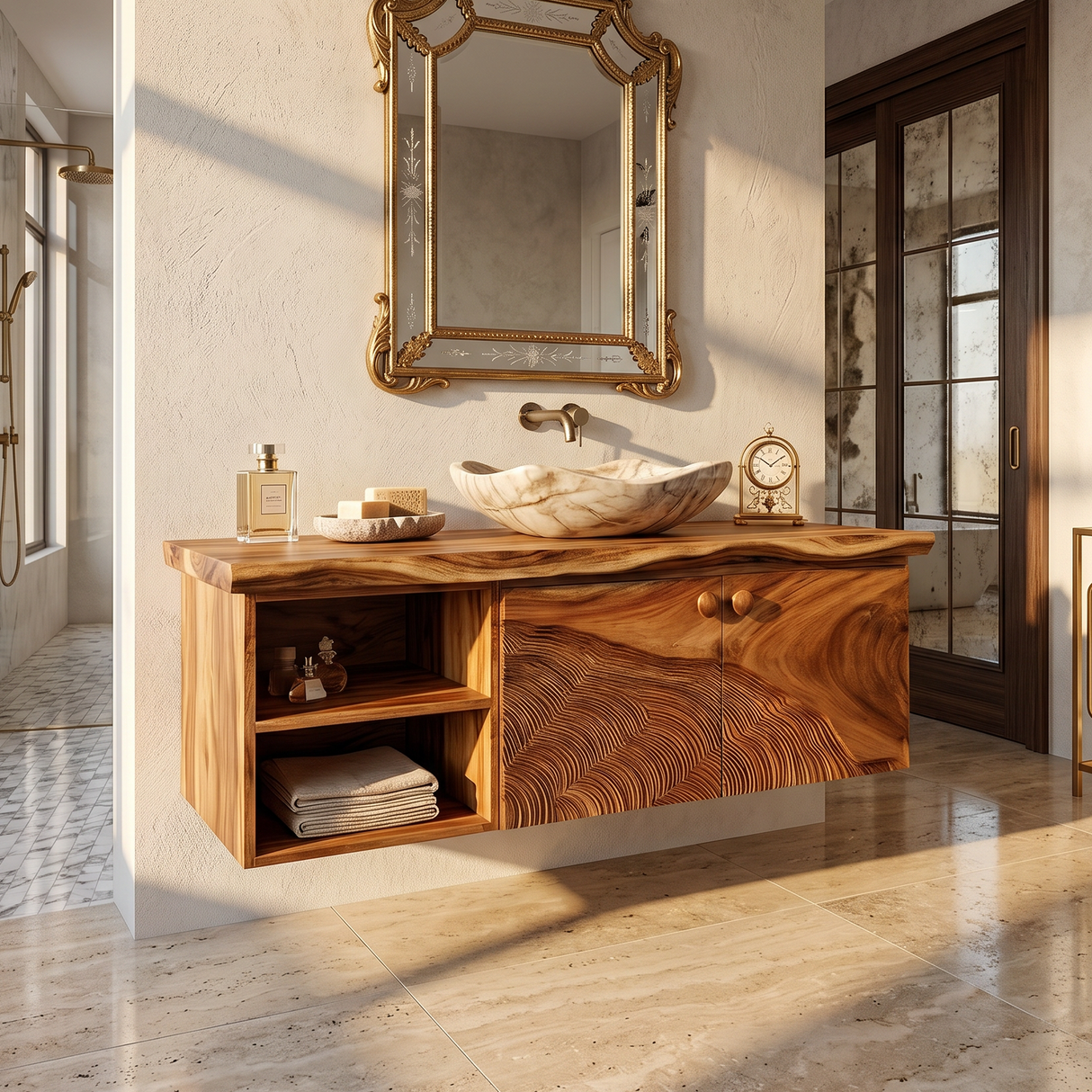 Rustic Wood Vanity Luxury Ensuite Bathroom
