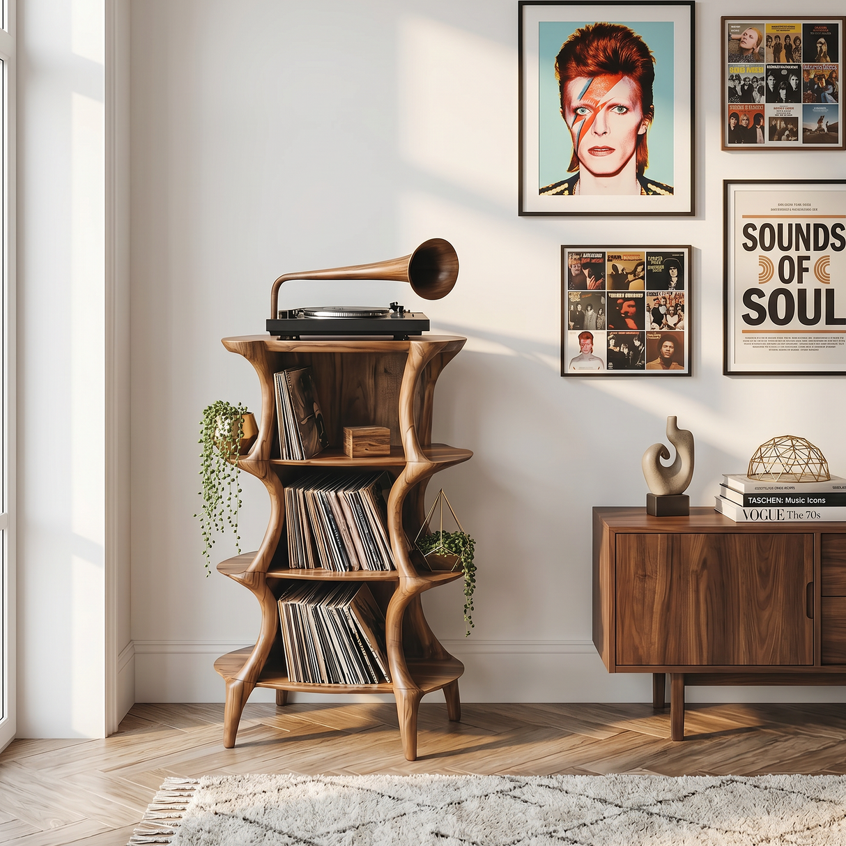 Farmhouse Style Record Stand For Entryway Design