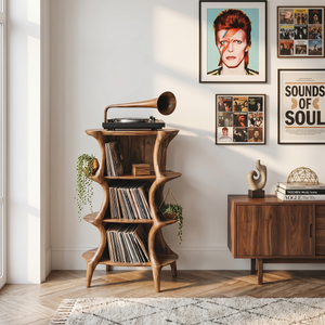 Farmhouse Style Record Stand For Entryway Design