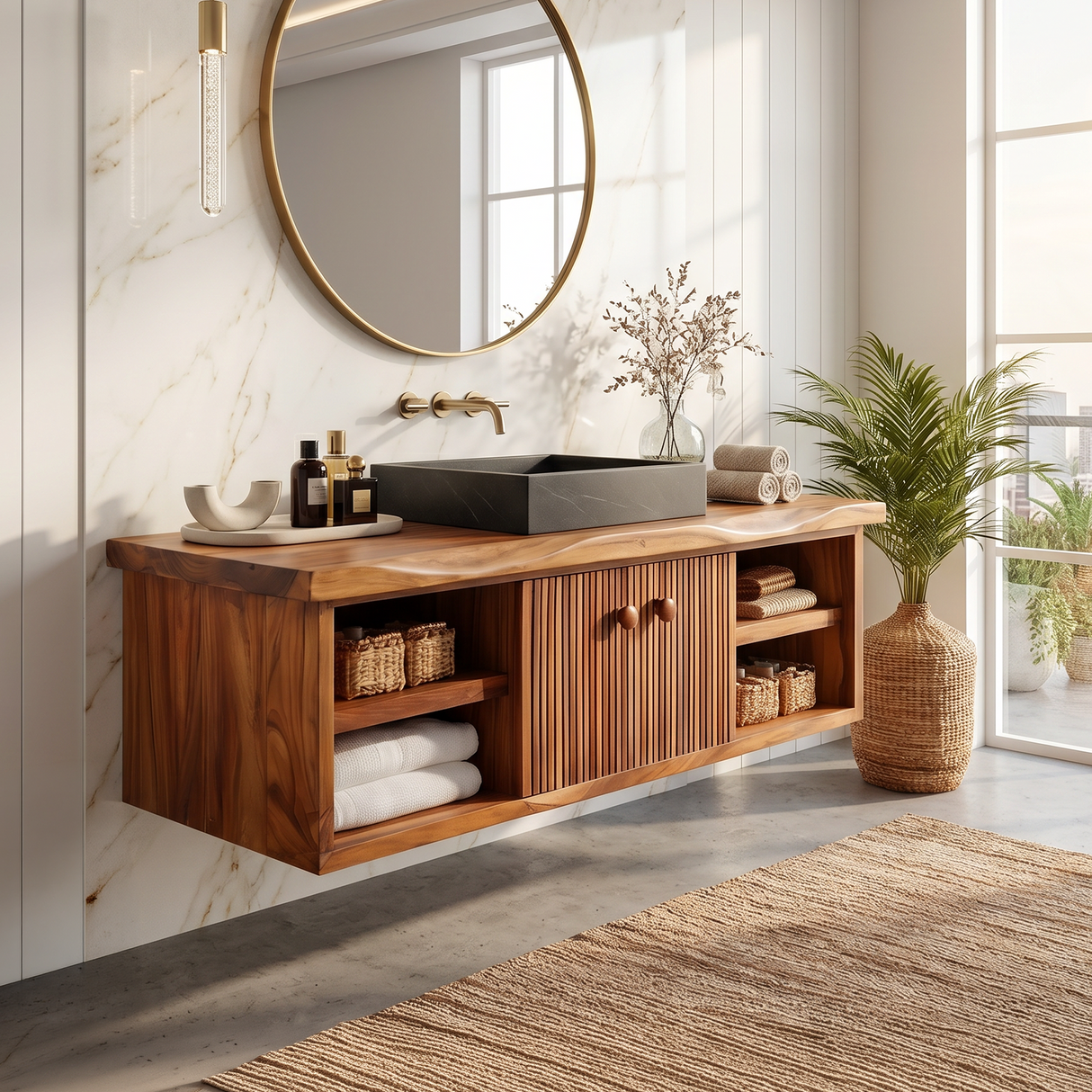 Minimalist Vanity Cabinet Bright Modern Bathroom