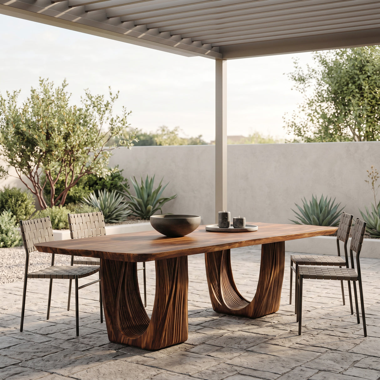 Organic Fluted Pedestal Dining Table For Contemporary Dining Room