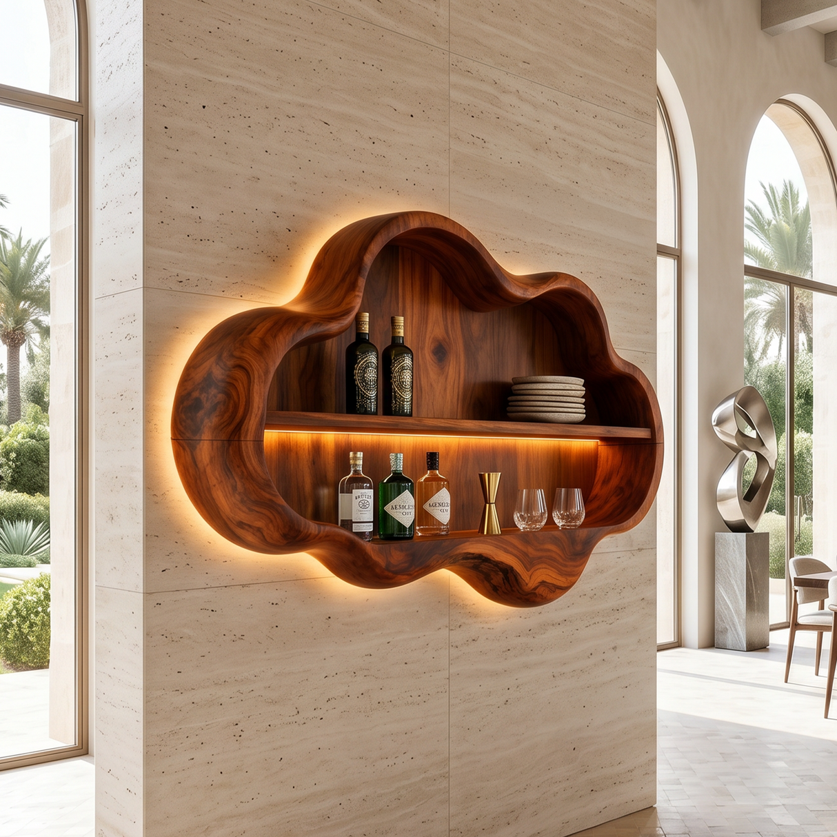 Mid Century Display Wine Rack For Home Bar