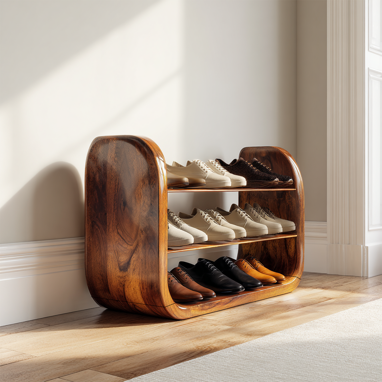 Japandi Vertical Shoe Storage Rack For Entryway Nook Placement