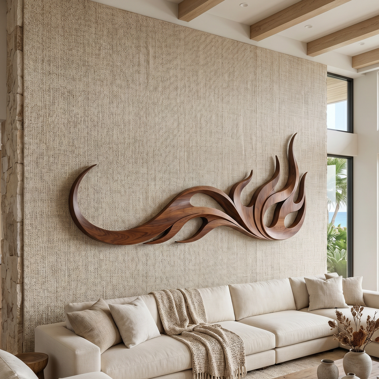 Minimalist Flowing Wall Decor For Wellness Space Interior