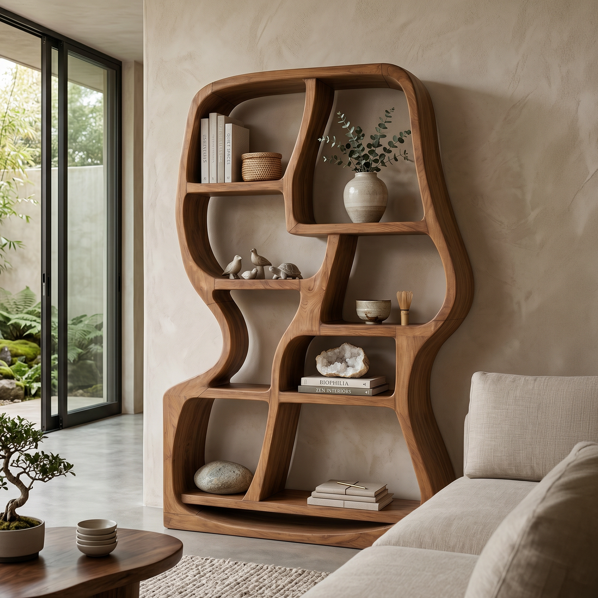 Modern Sculptural Bookshelf For Home Library Display