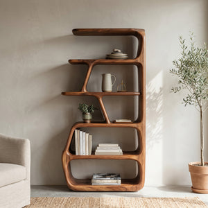Rustic Wooden Standing Shelf For Apartment Storage