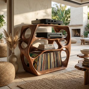 Minimalist Record Stand For Music Studio Interior Area