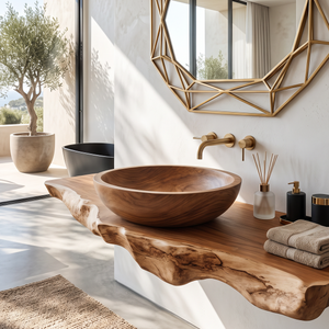Rustic Wood Wash Basin For Cozy Bathroom Vanity Decor
