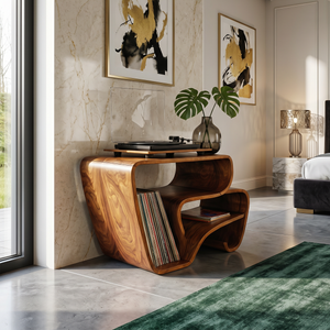 Contemporary Curved Vinyl Record Cabinet Lake House
