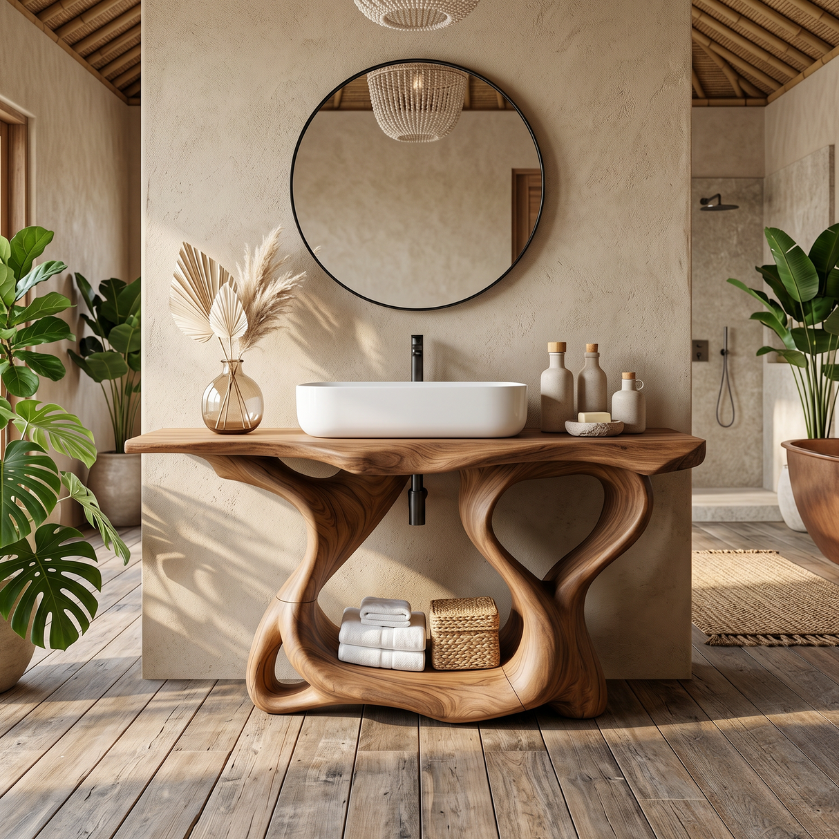 Rustic Solid Wood Vanity For Bathroom Furniture Decor