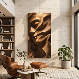 Sculpted Female Face Wood Wall Art Luxury Reading Room Decor