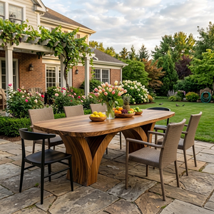 Modern Wooden Dining Table With Elegant Base For Dining Space