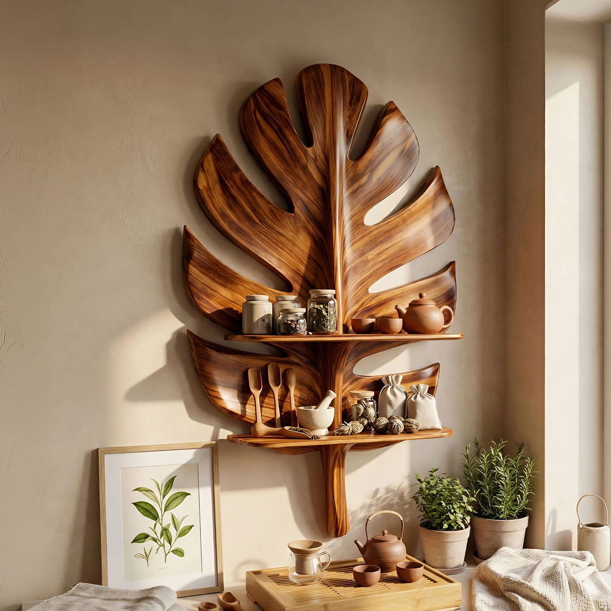 Mid Century Wall Mounted Shelf For Bedroom Decor