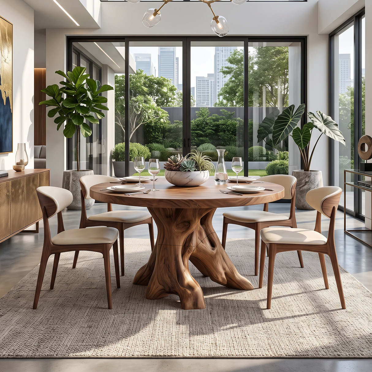 Mid Century Wood Dining Table For Kitchen Decor