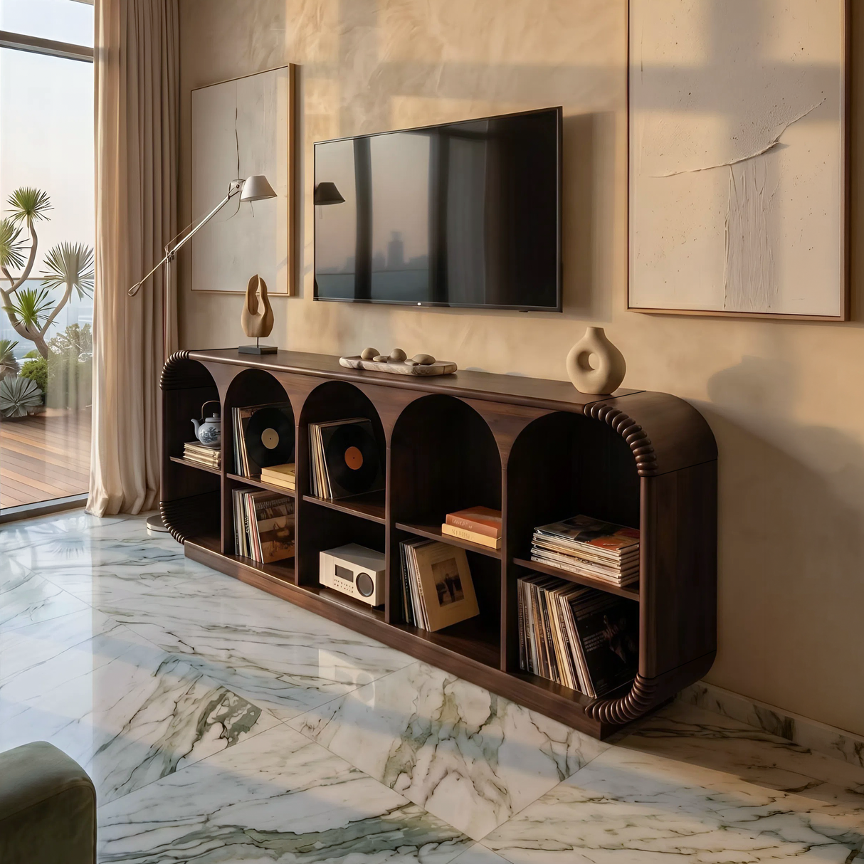 Minimalist Sculptural TV Stand For Media Room Interior