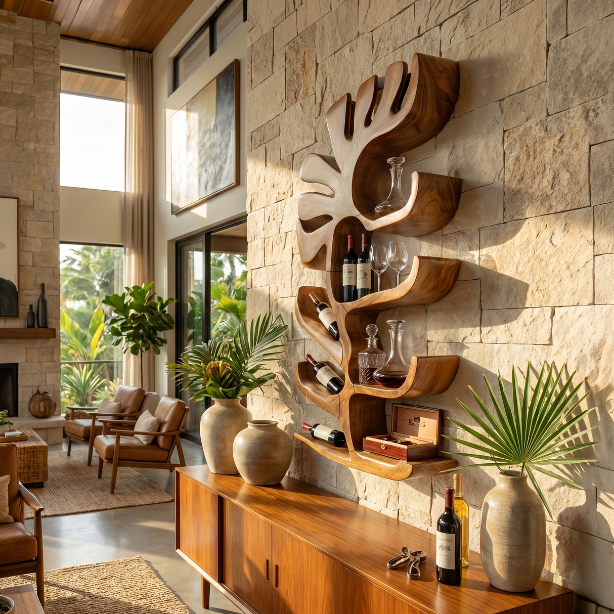 Farmhouse Wall Wine Rack For Apartment Bar Display Feature