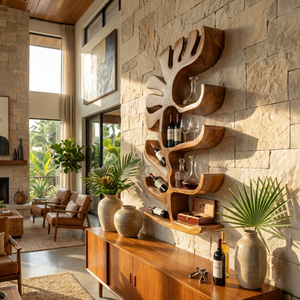 Farmhouse Wall Wine Rack For Apartment Bar Display Feature