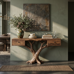 Organic Live Edge Console Table Contemporary Hallway